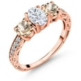 thumbnail image 1 of Gem Stone King 18K Rose Gold Plated Silver Peach Morganite Ring Set with Moissanite (1.82 Cttw) (Size 7), 1 of 6