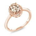 thumbnail image 1 of Gem Stone King 18K Rose Gold Plated Silver Peach Morganite and White Diamond Engagement Ring for Women (1.01 Cttw, Gemstone October Birthstone, Oval 8X6MM, Available in Size 5, 6, 7, 8, 9), 1 of 4