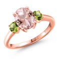 thumbnail image 1 of Gem Stone King 18K Rose Gold Plated Silver Peach Nano Morganite and Green Peridot Engagement Ring for Women | 2.60 Cttw | Oval 9X7MM | Gemstone October Birthstone | Size 9, 1 of 6