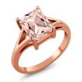 thumbnail image 1 of Gem Stone King 18K Rose Gold Plated Silver Peach Nano Morganite Solitaire Engagement Ring for Women (2.00 Cttw, Emerald Cut 9X7MM, Gemstone October Birthstone, Size 8), 1 of 4