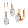 thumbnail image 1 of Gem Stone King 18K Rose Gold Plated Silver Pendant and Earrings Jewelry Set Near Colorless Oval 6.37cttw Moissanite and Diamond, 1 of 5