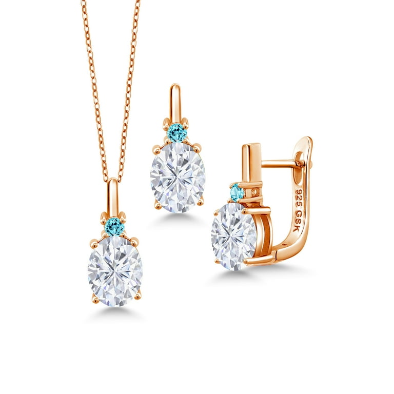 Gem Stone King 18K Rose Gold Plated Silver Pendant and Earrings