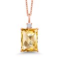 thumbnail image 1 of Gem Stone King 18K Rose Gold Plated Silver Pendant with Chain Citrine Moissanite (6.86 Cttw), 1 of 5