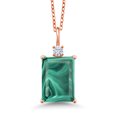 thumbnail image 1 of Gem Stone King 18K Rose Gold Plated Silver Pendant with Chain Malachite Moissanite (10.10 Cttw), 1 of 4