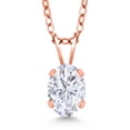 thumbnail image 1 of Gem Stone King 18K Rose Gold Plated Silver Pendant with Chain Oval Moissanite (0.90 Cttw), 1 of 6