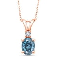 thumbnail image 1 of Gem Stone King 18K Rose Gold Plated Silver Pendant with Chain Persian Blue Moissanite Created Sapphire (1.43 Cttw), 1 of 4