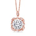 thumbnail image 1 of Gem Stone King 18K Rose Gold Plated Silver Pendant with Chain Set with Moissanite (5.14 Cttw), 1 of 4