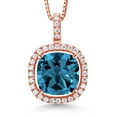 thumbnail image 1 of Gem Stone King 18K Rose Gold Plated Silver Pendant with Chain Topaz Moissanite (14.25 Cttw), 1 of 6