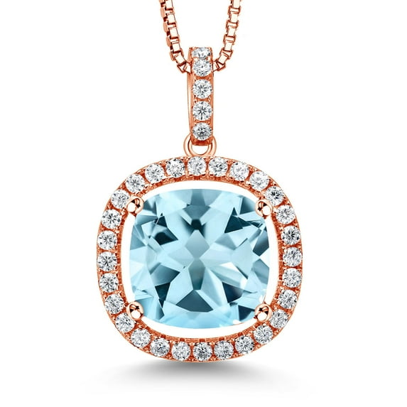 Gem Stone King 18K Rose Gold Plated Silver Pendant with Chain Topaz Moissanite (9.51 Cttw)
