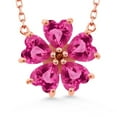 thumbnail image 1 of Gem Stone King 18K Rose Gold Plated Silver Pink Created Sapphire and Red Garnet Pendant Necklace for Women (4.05 Cttw, Heart Shape 6MM, with 18 inch Chain), 1 of 4