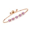 thumbnail image 1 of Gem Stone King 18K Rose Gold Plated Silver Pink Created Sapphire and White Created Sapphire Tennis Bracelet for Women (2.95 Cttw, Fully Adjustable up to 9 inch), 1 of 5
