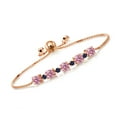 thumbnail image 1 of Gem Stone King 18K Rose Gold Plated Silver Pink Lab Grown Diamond and Blue Sapphire Bracelet for Women | 2.74 Cttw | Gemstone April Birthstone | Round 5MM, 1 of 5