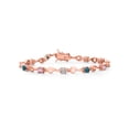 thumbnail image 1 of Gem Stone King 18K Rose Gold Plated Silver Pink Lab Grown Diamond and London Blue TopazBracelet for Women (2.59 Cttw, Gemstone April Birthstone, Round 4MM, 6.5 inch), 1 of 6