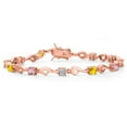 thumbnail image 1 of Gem Stone King 18K Rose Gold Plated Silver Pink Lab Grown Diamond and Yellow SapphireBracelet for Women (2.71 Cttw, Gemstone April Birthstone, Round 4MM, 7.5 inch), 1 of 6