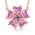 thumbnail image 1 of Gem Stone King 18K Rose Gold Plated Silver Pink Moissanite and Blue Diamond Pendant Necklace for Women (4.03 Cttw, Heart Shape 6MM, with 18 inch Chain), 1 of 4