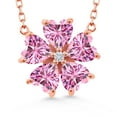 thumbnail image 1 of Gem Stone King 18K Rose Gold Plated Silver Pink Moissanite and White Moissanite Pendant Necklace for Women (4.04 Cttw, Heart Shape 6MM, with 18 inch Chain), 1 of 4