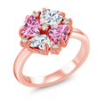 thumbnail image 1 of Gem Stone King 18K Rose Gold Plated Silver Pink Moissanite and White Moissanite Ring for Women (1.92 Cttw, Heart Shape 5MM, Gemstone Birthstone, Size 5), 1 of 3