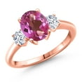 thumbnail image 1 of Gem Stone King 18K Rose Gold Plated Silver Pink Mystic Topaz and White Zirconia Engagement Ring for Women | 2.70 Cttw | Oval 9X7MM | Gemstone November Birthstone | Size 8, 1 of 6
