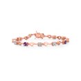 thumbnail image 1 of Gem Stone King 18K Rose Gold Plated Silver Purple Amethyst and Moissanite and Lab Grown Diamond Bracelet for Women (2.19 Cttw, Gemstone February Birthstone, Round 4MM, 7 inch), 1 of 6