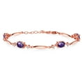 thumbnail image 1 of Gem Stone King 18K Rose Gold Plated Silver Purple Amethyst and White Topaz Tennis Bracelet for Women | 3.32 Cttw | Gemstone February Birthstone | Oval Checkerboard 7X5MM | 6 inch + 1 inch Extender, 1 of 3