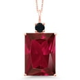 thumbnail image 1 of Gem Stone King 18K Rose Gold Plated Silver Red Created Ruby and Black Onyx Pendant Necklace for Women (20.22 Cttw, Emerald Cut 18X13MM, With 18 inch Silver Chain), 1 of 4