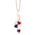 thumbnail image 1 of Gem Stone King 18K Rose Gold Plated Silver Red Created Ruby and Blue Created Sapphire Pendant Necklace for Women (1.10 Cttw, Gemstone July Birthstone, Heart Shape 4MM, with 18 inch Silver Chain), 1 of 4