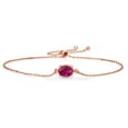 thumbnail image 1 of Gem Stone King 18K Rose Gold Plated Silver Red Created Ruby Solitaire Bracelet for Women (1.35 Cttw, Oval 8X6MM, Gemstone July Birthstone, Fully Adjustable up to 9 inch), 1 of 4