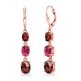 thumbnail image 1 of Gem Stone King 18K Rose Gold Plated Silver Red Garnet 3 Stone Dangle Earrings for Women (5.91 Cttw, Gemstone January Birthstone, Oval Checkerboard 8X6MM, 7X5MM and 6X4MM), 1 of 6