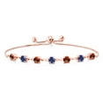 thumbnail image 1 of Gem Stone King 18K Rose Gold Plated Silver Red Garnet and Blue Created Sapphire Infinity Links Bracelet for Women (3.05 Cttw, Round 4.5MM, Fully Adjustable up to 9 inch), 1 of 5