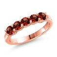 thumbnail image 1 of Gem Stone King 18K Rose Gold Plated Silver Red Garnet Wedding-Bands Ring for Women | 1.00 Cttw | Round 3.5MM | Gemstone January Birthstone | Size 7, 1 of 6