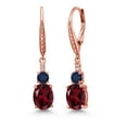 thumbnail image 1 of Gem Stone King 18K Rose Gold Plated Silver Red Rhodolite Garnet and Blue Sapphire Dangle Earrings for Women with Lab Grown Diamond (4.73 Cttw, Oval 9X7MM), 1 of 3