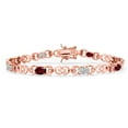 thumbnail image 1 of Gem Stone King 18K Rose Gold Plated Silver Red Rhodolite Garnet and Lab Grown Diamond Bracelet for Women | 4.01 Cttw | Gemstone January Birthstone | Oval 6X4MM | Length 7.25 inches, 1 of 6