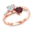 thumbnail image 1 of Gem Stone King 18K Rose Gold Plated Silver Red Rhodolite Garnet Ring Set with Moissanite (1.05 Cttw) (Size 9), 1 of 5