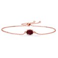 thumbnail image 1 of Gem Stone King 18K Rose Gold Plated Silver Red Rhodolite Garnet Solitaire Bracelet for Women (1.35 Cttw, Oval 8X6MM, Gemstone January Birthstone, Fully Adjustable up to 9 inch), 1 of 3