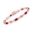 thumbnail image 1 of Gem Stone King 18K Rose Gold Plated Silver Red Ruby Tennis Bracelet for Women (4.20 Cttw, Gemstone July Birthstone, Oval 6X4MM, 7 inch), 1 of 5