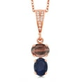 thumbnail image 1 of Gem Stone King 18K Rose Gold Plated Silver Red Tiger Eye and Blue Sapphire Pendant Necklace for Women (3.12 Cttw, Gemstone, Oval 8x6MM, with 18 inch Chain), 1 of 3