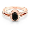 thumbnail image 1 of Gem Stone King 18K Rose Gold Plated Silver Ring 1.30 Ct Oval Black Onyx (Size 7), 1 of 5
