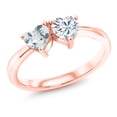 thumbnail image 1 of Gem Stone King 18K Rose Gold Plated Silver Ring Set with Heart Shape Sky Blue Aquamarine and Moissanite Near Colorless (GH, Size 9) (0.92 Cttw, Size 9), 1 of 6