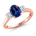 thumbnail image 1 of Gem Stone King 18K Rose Gold Plated Silver Ring Created Sapphire Moissanite (2.06 Cttw), 1 of 7