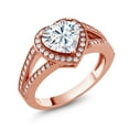 thumbnail image 1 of Gem Stone King 18K Rose Gold Plated Silver Ring Heart Shape Set with Moissanite (2.09 Cttw) (Size 9), 1 of 4