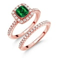 thumbnail image 1 of Gem Stone King 18K Rose Gold Plated Silver Ring Nano Emerald Moissanite (1.52 Cttw), 1 of 6