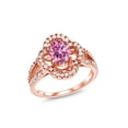 thumbnail image 1 of Gem Stone King 18K Rose Gold Plated Silver Ring Oval Pink Moissanite (1.75 Cttw), 1 of 6