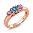 thumbnail image 1 of Gem Stone King 18K Rose Gold Plated Silver Ring Persian Blue Moissanite Lab Grown Diamond (1.00 Cttw, Size 9), 1 of 4