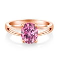 thumbnail image 1 of Gem Stone King 18K Rose Gold Plated Silver Ring Pink Oval Moissanite (2.00 Cttw), 1 of 4
