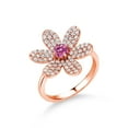 thumbnail image 1 of Gem Stone King 18K Rose Gold Plated Silver Ring Round Pink Moissanite and (1.21 Cttw, Size 5), 1 of 5