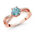 thumbnail image 1 of Gem Stone King 18K Rose Gold Plated Silver Ring Round Zircon and Moissanite (1.28 Cttw) (Size 6), 1 of 4