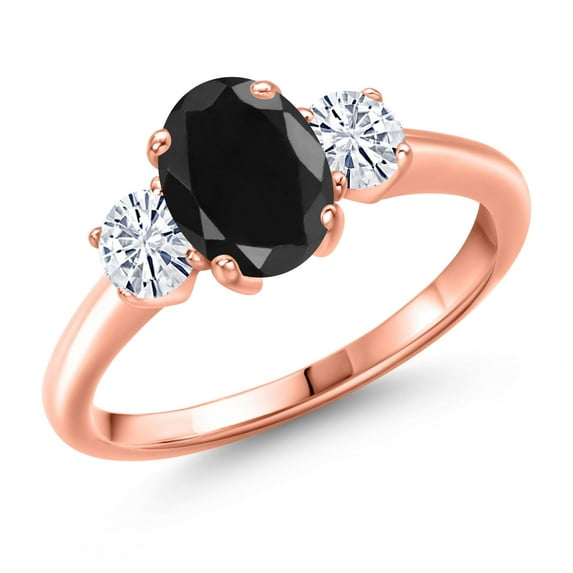 Gem Stone King 18K Rose Gold Plated Silver Ring Sapphire Moissanite (2.12 Cttw)
