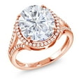 thumbnail image 1 of Gem Stone King 18K Rose Gold Plated Silver  Ring Set with Oval Moissanite (5.97 Cttw), 1 of 4