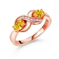 thumbnail image 1 of Gem Stone King 18K Rose Gold Plated Silver Ring White Created Sapphire and Set with Golden Yellow Zirconia, 1 of 5
