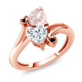 thumbnail image 1 of Gem Stone King 18K Rose Gold Plated Silver Rose Rose Quartz White Moissanite and Black Diamond Ring for Women (1.55 Cttw, Heart Shape 6MM, Gemstone Birthstone, Size 7), 1 of 6